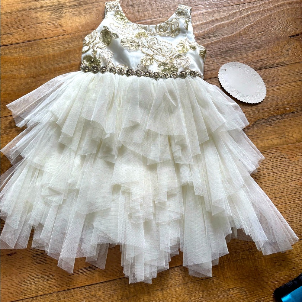 American Princess Gold and Cream Formal Dress